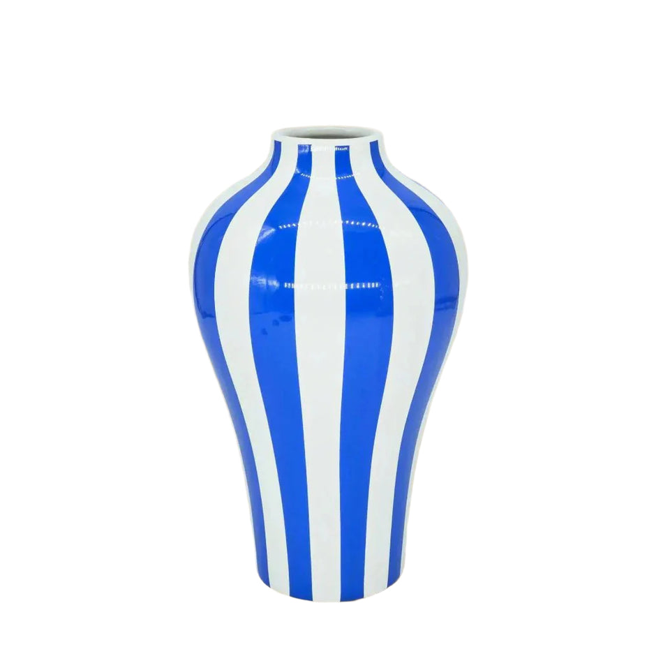 GeoGlow – Blå Keramisk Vase med Prikket og Quiltet Geometrisk Struktur til Dekoration